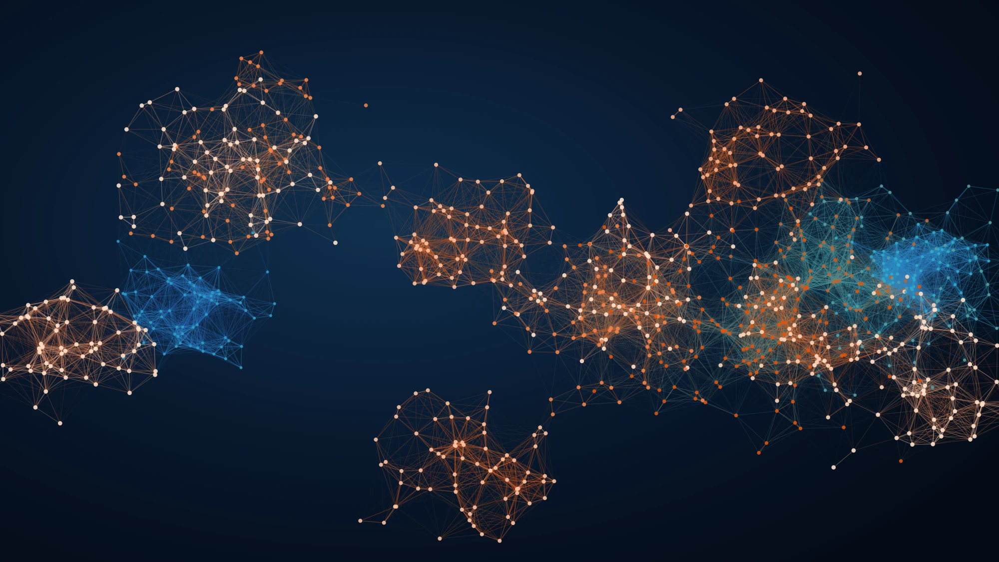 Espacio de embeddings: nubes de puntos agrupadas y conectadas